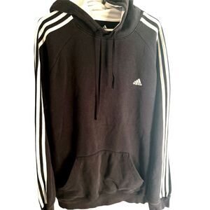 Adidas 3 Stripe Hoodie Men's Black   jacket full zip sz 2xl Fleece